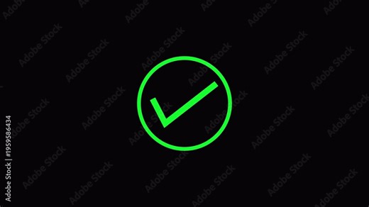Check Mark Animation ,Approved Tick Icon, Success Verification Symbol, Minimal UI Motion”Check mark icon animation for confirmation and success status. 4k video animation on alpha channel.