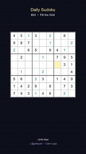 Daily Sudoku #24 — Can You Solve It? 🧩 #Shorts