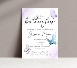 Bridal Shower Invitation Template | Butterflies Bridal Shower Theme | Canva Bridal Shower Invitation Template - Etsy