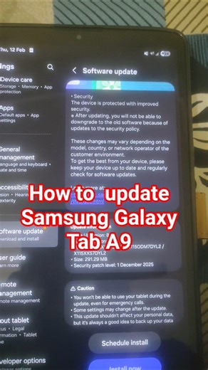 How to update Samsung galaxy Tab A9 #shorts #samsunggalaxy