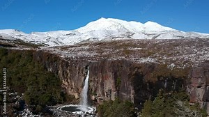 Taranaki falls waterfall located in the middle of the North Island of New Zealand. Located on a short hike, and is known as one of the best hikes in the world, showcasing waterfalls and a volcano