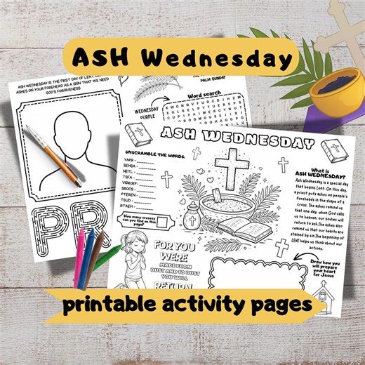 Ash Wednesday Activity Lesson | Lent Catholic Worksheet | Christian Easter Printable Lenten Craft - Etsy