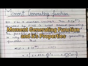 Moment generating Function||Mathematical statistics||