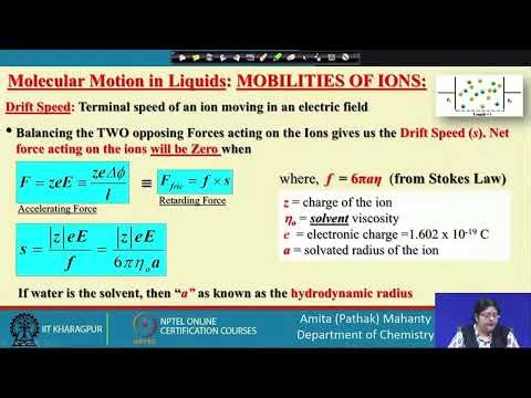 Molecular motion in Liquids (Contd.) #swayamprabha