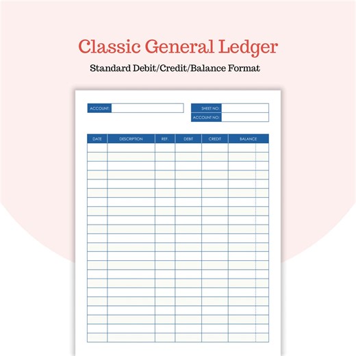 Accounting Ledger - General Ledger Form - Debit Credit Balance - Sheet Number Log - Google Docs and PDF - Etsy