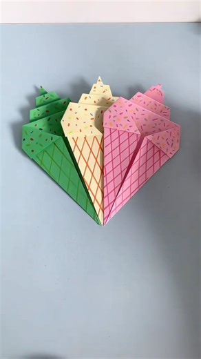 paper crafts creator on Instagram: "🍦 Title: Let's Make an Origami Ice Cream Cone! 📌 Hashtags: #OrigamiIceCream #PaperConeCraft #DIYOrigami #SummerPaperCraft #EasyOrigami #KidsArtProject #FoldedFun #IceCreamCraft #CreativeFolding #ColorfulOrigami"