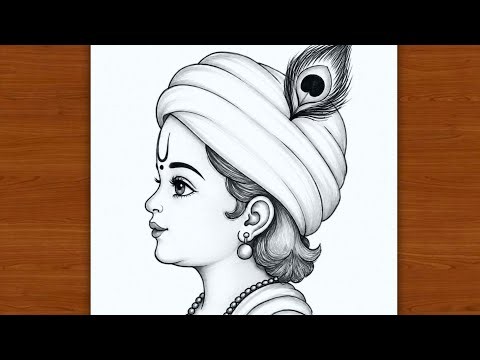 How to draw little Krishna side face with turban | god krishna drawing | Drawing Pictures | Chitra