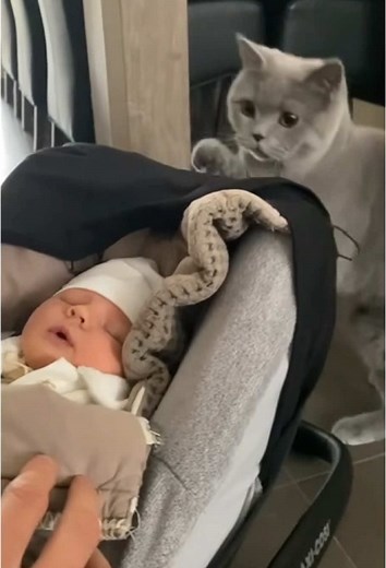 Cat sees baby for the first time ❤️❤️#cat #baby #cute #love #tiktok