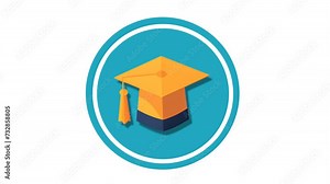 Graduation cap Icon of nice animated for your videos easy to use with Transparent Background