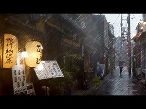 4K JAPAN RAIN WALKING TOUR ASMR IN MASSIVE THUNDERSTORM (Downtown Kyoto, Kiyamachidōri, Japan) 雨の散歩