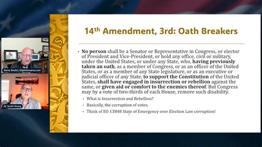 Join us this Thursday, November 13 at 11AM Pacific Time as Steve Shultz interviews Dr. Scott Young for a special broadcast of "Prophets and Patriots.” Dr. Scott discusses how Trump is using the Constitution to solve debt, the shockingly relevant 14th Amendment, the impact of redistricting, and more! Dr. Scott also answers viewers' questions about NESARA. You can connect with Dr. Scott Young at https://drscottyoung.com and https://t.me/DrScottNESARA Do you have a question for Dr. Scott regarding 