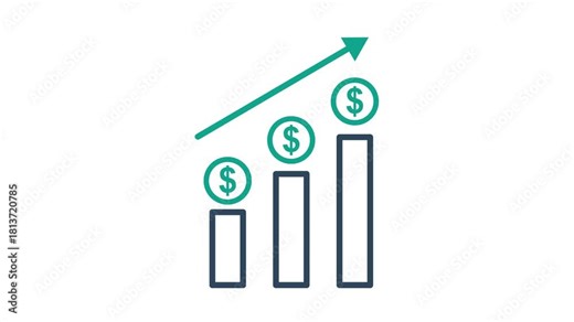 Stock market icon animation. animation icon related to business. Alpha channel, transparent background.