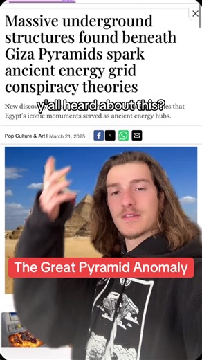 Milo on Instagram: "The Great Pyramid Anomaly - - - #archaeology #anthropology #history #lesson #conspiracy #theory #science #fact #truth #interesting #funfsct #egypt #pyramid #alien #discovery #news #artifact #ancientegypt #creepy #cool #milorossi #miniminuteman #foryoupage #foryou #fyp #fypシ #greenscreen"