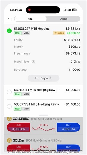 Switch trading accounts