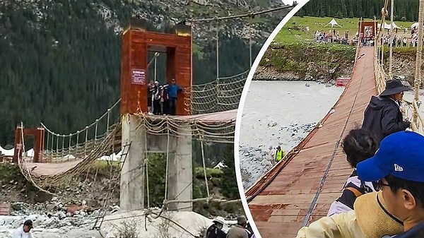 Five dead and many injured after suspension bridge cable breaks in China