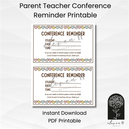 Parent Teacher Conference Reminder Slips | Classroom Communication Template (PDF Printable) - Etsy