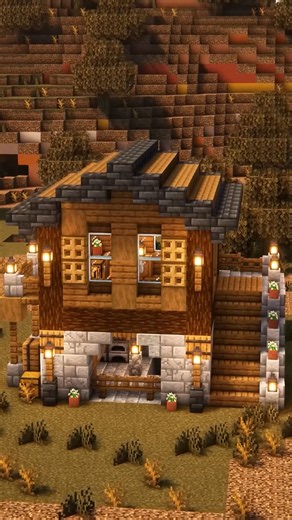 A rustic spruce survival home with stairs and storage