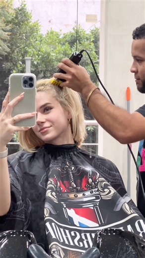 Salon Clippers Shave From Blonde Hair To Clean Buzz Cut