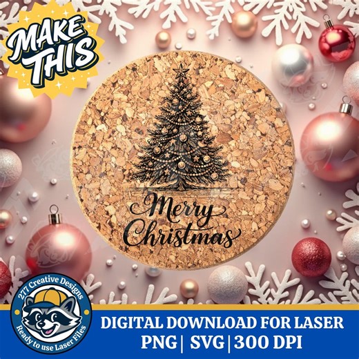 Merry Christmas Tree Holiday Themed SVG PNG Cut File for Laser Engraving Design (digital Download) - Etsy