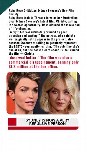 Ruby Rose Criticizes Sydney Sweeney Over “Christy”