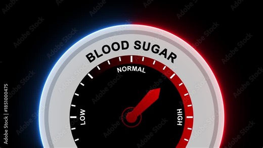 Sugar Level Meter Needle Pointing on Dial Indicator with Normal Low Labels glucose meter health monitor
