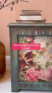 Decoupaging with rice paper! I always undercoat decoupage with a coat of white - it helps the colours remain true and vibrant especially if you’re using thin paper like tissue or rice paper. You can use a top coat for adhesive, you don’t need a special product. I’m using Gator Hide but Clear Coat also works. Use a sharp craft knife to trim when the paper is dry otherwise it’s more likely to tear. Apply a top coat over the top to protect the paper. Feel free to ask any questions 😬 | FAFF Designs