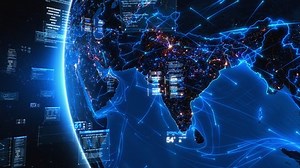 Holographic Charts Forming A Network Over Southeast Asia. This Video Can Be Use To Represent Concepts Like Futuristic Technology, Social Networks, Augmented Reality, IOT. Japan China India