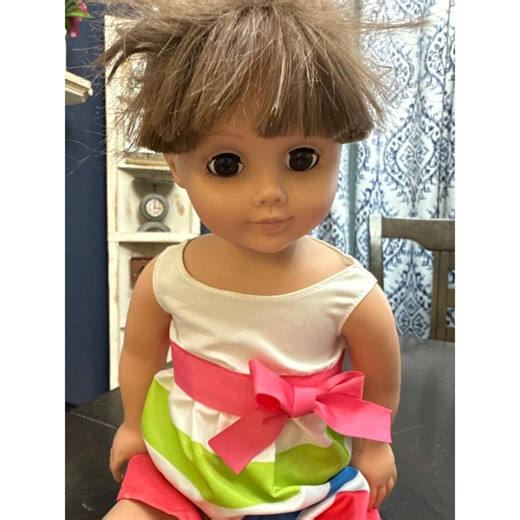 Madame Alexander 18 Inch Doll Brown Hair Brown Sleep Eyes Striped Dress PA-3839 - Etsy