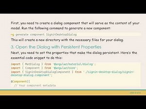 How to Create a Persistent Dialog with Angular Material in Angular 9
