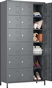 Metal Lockers for Employees with 18 Door,Metal Storage Locker with Lock for School Garage Gym Office Home Bedroom,Assembly Required,18 Doors Dark Grey