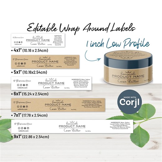 1" Wrap Around Label Template for Short, Low Profile Jars. Product Label, 2, 4, 6 Oz Tin Container, Candle Labels. - Etsy