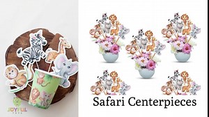 Jungle Animal Centerpiece Party Decorations 28 Pcs for Boys and Girls | Zoo Animals Cutouts for Safari Baby Shower Centerpieces or Birthday Party Centerpiece Sticks | Safari Centerpieces for Tables