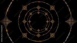 Thai pattern frame is flying through the dark scene.,4K Looped Background Animation