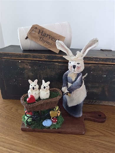 Handmade Primitive Rabbit and Her Babies - Etsy