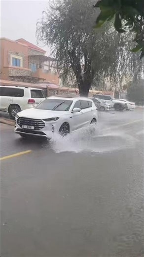 Car Splashing Through Flooded Street 🌧️ Heavy Rain Urban Scene