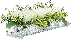 Acrylic Rectangular Flower Vase - Modern Floral Centerpiece for Dining Table, Wedding Decor, Home Decoration,11inch-Texture