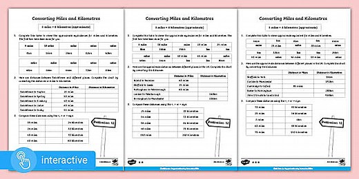 Interactive PDF: Supporting White Rose Maths Year 6: Spring Block 4 Converting Units: Miles and Kilometres
