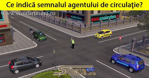 Chestionare DRPCIV cat B: Ce indică semnalul agentului de circulație?