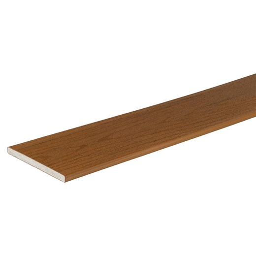 Check The Home Depot's Q&A Before Buying: TimberTech Composite Terrain 1/2 in. x 8 in. x 12 ft. Square Brown Oak Composite Riser (Actual: 0.58 in. x 7 1/4 in. x 12 ft.)