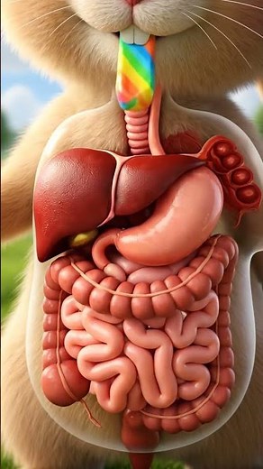 "🐰 Rabbit’s Digestive System in 3D – From Candies 🍭to Energy! 🍬✨."