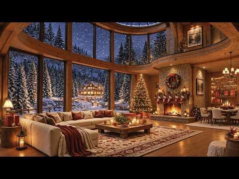 Peaceful Christmas Ambience🎄Relaxing Christmas Music With Crackling Fireplace 🔥 Study, Work & Sleep