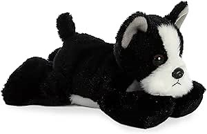 Aurora® Adorable Mini Flopsie™ Boston Terrier Stuffed Animal - Playful Ease - Timeless Companions - Black 8 Inches