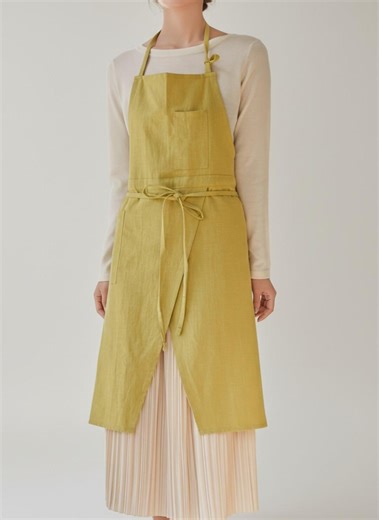 Japanese Linen Apron, Cottagecore Kitchen Garden Apron Dress
