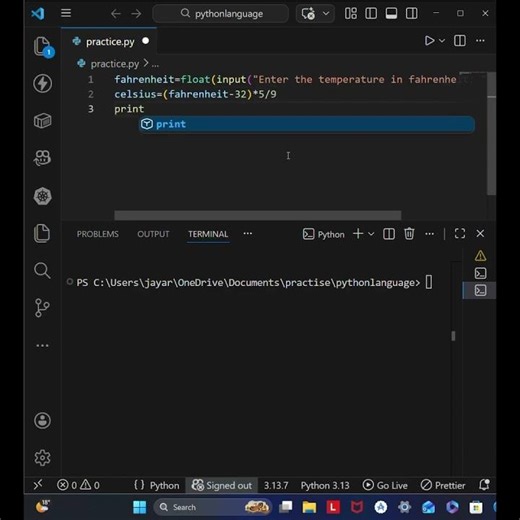 08 Python Program to convert Fahrenheit to Celsius #coding #programming #python #correctcoding #tech