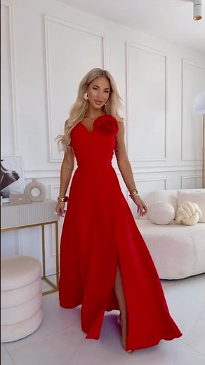 Red Maxi Dress That Steals the Spotlight - Elegant Rose Detail by numoco | 669-4 | #fashionshorts