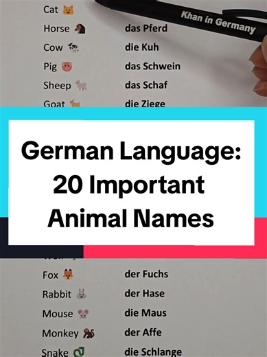 Animal Names In German #learninggermanlanguage #deutschlernen #deutschonline #deutschschule #german
