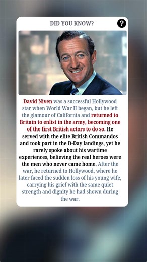 David Niven: The Star Who Left Fame to Fight in WWII