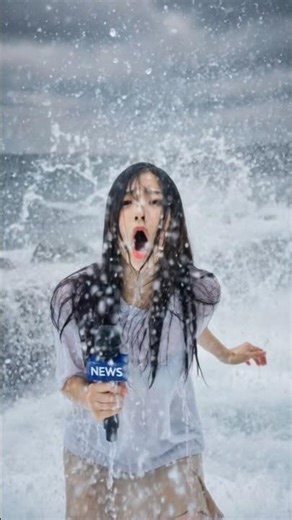 She Kept Reporting As The Storm Got Worse… 🌧️🌊