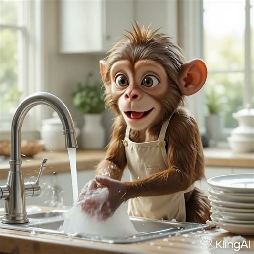 Hilarious Monkeys Try Washing Dishes!