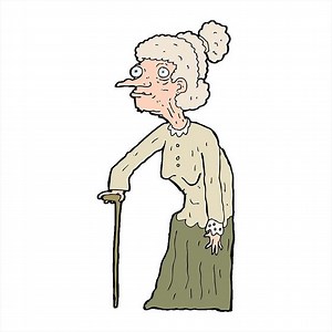 cartoon old woman creative drawing